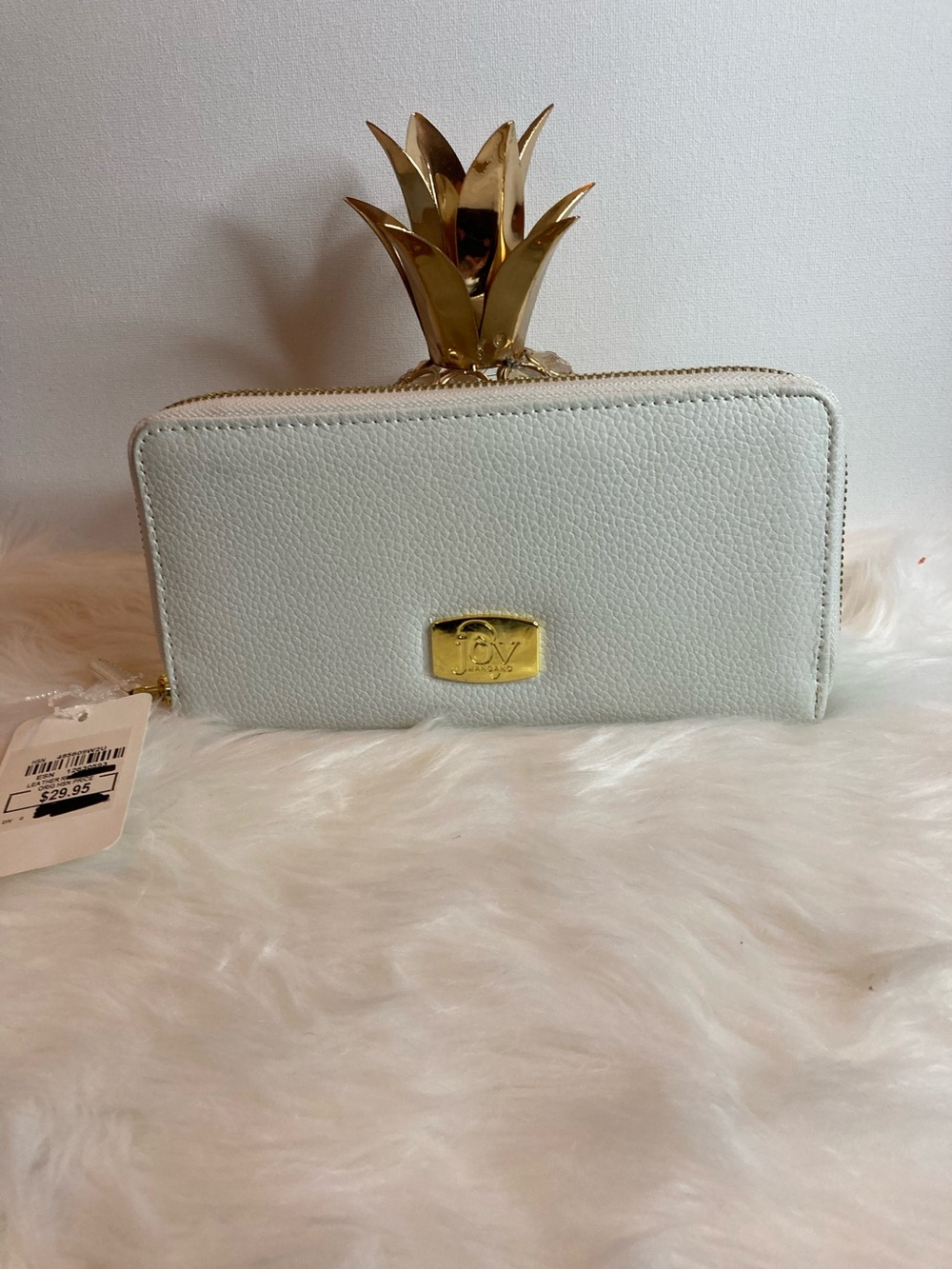 QVC Joy White Continental Zip-Around Leather Wallet -NWT